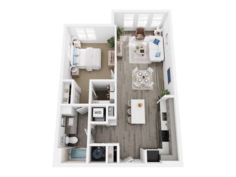 Floor plan for 1 bed, 1 bath, 825 sqft